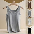 thumbnail image 1 of Jinhomg Womens Tank Shirts Soft Comfy Sleeveless Cotton Tanks Plain Solid Camisole with Built in Bra Casual Summer Undershirt Daily Wear White XL, 1 of 6