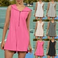 thumbnail image 1 of Jinhomg Womens Tennis Romper Loose Fit Half Zip Hooded Jumpsuits Lightweight Sleeveless Short Overalls Casual Summer Athletic Workout Outfits Pink XL, 1 of 10