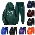 thumbnail image 1 of Jinhomg Womens Thin Sweatsuits 2 Piece Comfy Valentine's Day Tracksuits Lightweight Casual Heart Graphic Hoodies with Straight Leg Pants Blue M, 1 of 3