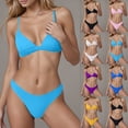 thumbnail image 1 of Jinhomg Womens Thong Bikini Sets 2 Piece Fashion Vacation Swimsuit Cheeky Triangle Bikini Tops with High Cut Bottoms Summer Beachwear Winter Saving White XL, 1 of 8