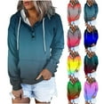 thumbnail image 1 of Jinhomg Womens Trendy Hooded Sweatshirt Long Sleeve Gradient Color Tops Fall Casual Cozy Quarter Button Up Sweatshirts with Kangaroo Pocket Red M, 1 of 6