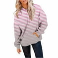 thumbnail image 1 of Jinhomg Womens Trendy Striped Sweatshirt Fall Lightweight Comfy Long Sleeve Hoodie Casual Comfy Drawstring Hooded Pullover with Pocket Pink XXL, 1 of 4