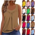 thumbnail image 1 of Jinhomg Womens V Neck Tank Top Summer Tops for Women Loose Fit Sleeveless Pleated Blouses Trendy Casual Tunic Shirts Black L, 1 of 6