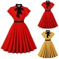 thumbnail image 1 of Jinhomg Womens Vintage Party Dress Cute Ruffle Sleeves Bow Tie Polka Dots Dresses Flowy Swing A-Line Pleated Cocktail Dress 1950S Evening Prom Dresses Red S, 1 of 4