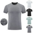 thumbnail image 1 of Jinhomg Workout T Shirts for Men Big and Tall Comfy Short Sleeve Compression Undershirts Slim Fit Basic Solid Athletic Gym Tees Clearance Items for Men Dark Gray XXXL, 1 of 4