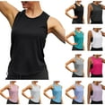 thumbnail image 1 of Jinhomg Workout Tank Tops for Women Moisture Wicking Quick Dry Yoga Tanks Basic Solid Sleeveless Crew Neck Camis Ladies Sportswear Black L, 1 of 6