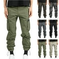 thumbnail image 1 of Jinhomg Woven Cargo Pants for Men Big and Tall Casual Solid Street Pants Lightweight Comfy Elastic Waisted Outdoor Sport Pants with Multi Pockets Camouflage XXL, 1 of 10