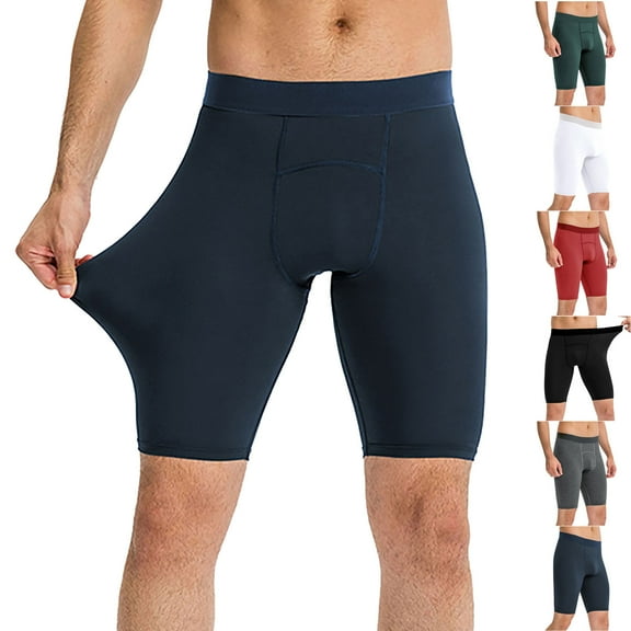 Jinhomg Yoga Shorts for Men Stretch Comfy High Waist Compression Shorts Basic Solid Training Athletics Workout Tights Male Gym Sportswear Sales Today Clearance Men White XXL