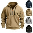 thumbnail image 1 of Jinhomg Zip Up Hoodie Men Full Zip Lightweight Fleece Tactical Sweatshirts Elastic Cuff Zipper Multi-Pocket Outdoor Sports Hooded Jacket Gray,XL, 1 of 3