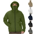 thumbnail image 1 of Jinhomg Zip Up Hoodie Men with Face Mask Winter Warm Fleece Sweatshirts Jackets Double Hat Fashion Windproof Coats for Fishing Hiking Khaki,XXXL, 1 of 7