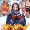 thumbnail image 1 of Jinhomg winter mittens for women men thermal USB Electric Heating Gloves soft comfy knitted Fingerless Convertible Mittens unisex Cold Weather Accessories Sales Today Clearance Beige Free Size, 1 of 10