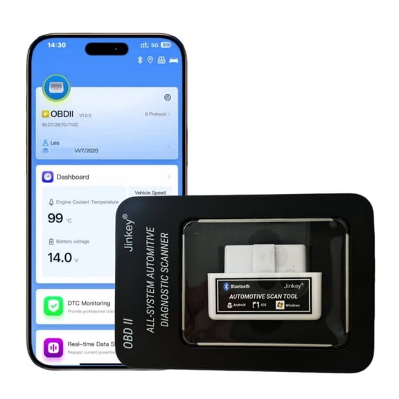 Jinkey Bluetooth OBD2 Scanner Diagnostic Tool with App, Check Engine Code Reader and Battery Monitor for Cars