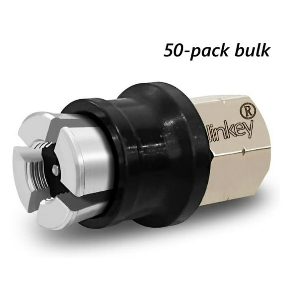 Jinkey® Lock On Air Chuck for Schrader Valve, 1/4" FNPT Heavy Duty Brass Close Flow Straight Locking Tire Chuck Quick Release Air Chuck for Pressure Gauge Tire Inflator-50-Pack Bulk (Retail/Reseller)