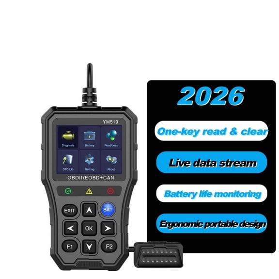 Jinkey® Palm-Sized professional OBD2 Scanner, Diagnostic tool — One-Key Read/Clear Engine Codes, 10-Mode OBDII Diagnosis, 13-Language Support, Palm-Friendly Portable Design.