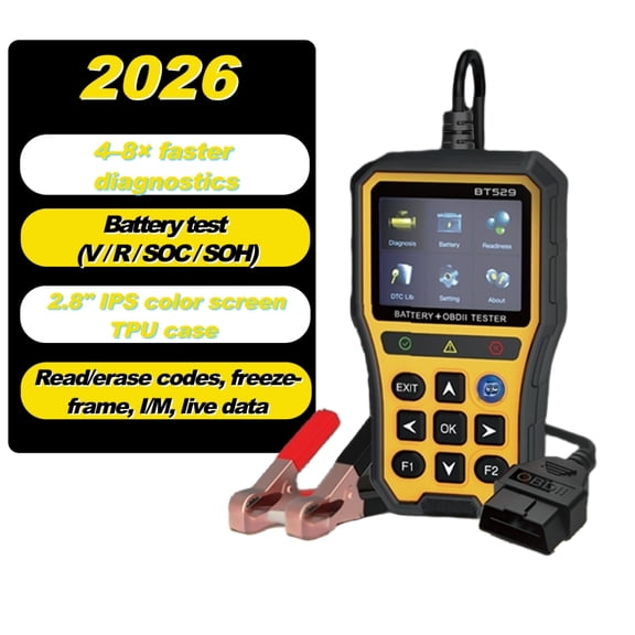 Jinkey WXOBD009 Professional OBD2 Car Fault Scanner, Diagnostic Tool  2.8" IPS Color Display, GPU Turbo, Fast Diagnostics, Exclusive Battery Test, Bluetooth 5.1, 14 Languages.