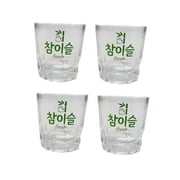 Jinro Chamisul Soju Glass - Original Korean Soju Shot Glass, Clear Glass for Spirits, Sake, and Shochu, Professional Barware for Korean BBQ and Parties 4P