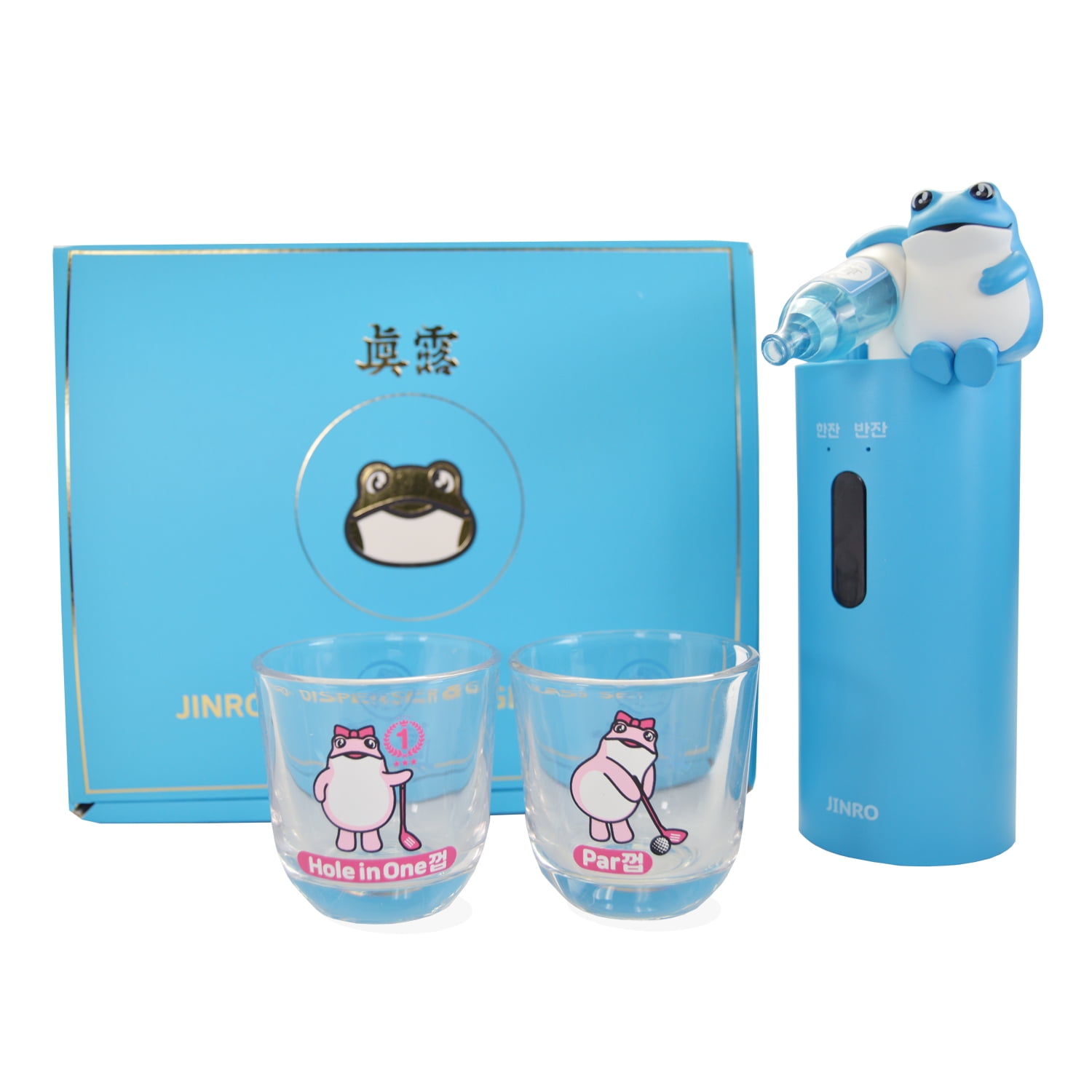 Jinro Official Soju Dispenser & Pour Server with 2 Soju Glasses, CType