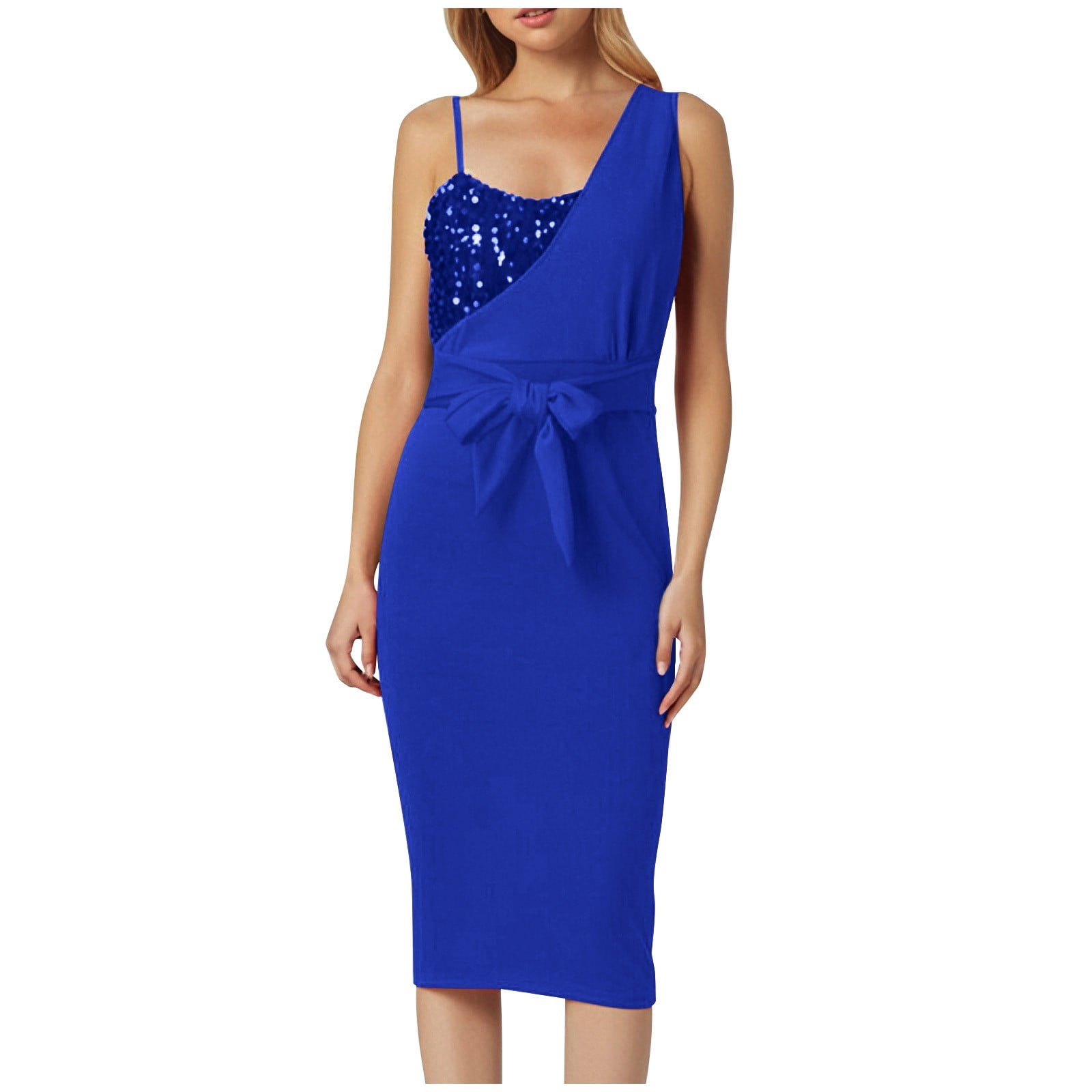 Sexy Party Slit Sequined Irregular One Shoulder Wrapped Skirt Dresses(3 Colors)