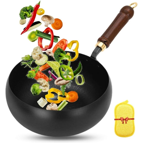 Cast Iron Skillet and Cast Iron Braiser Pan with Lid, Hand-Forged Uncoated Japanese Iron Pan, High Purity Frying Pan for Gas & Induction Cooktops, Oven Safe