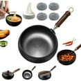 thumbnail image 1 of Jinswhdre Cast Iron Skillet, Hand-Forged Uncoated Iron Pan, Japanese Iron Pan, Uncoating Cast Iron Pot, Multi-purpose, A Must-Have Kitchen Tool(9.4/10.2 in) (Without Lid(10.2)), 1 of 7