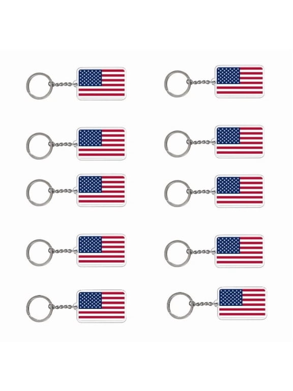 10 Pcs American Flag Keychains USA Flag Key Chains Patriotic Party Favor 4th of July Accessories for Kids Adults Veterans Day Gifts Independence Memorial Day Souvenir