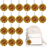 Jinswick 10PCS Cheer Pom Pom Keychain Cheerleader Gifts Cheerleading Keyring Charm Foil with Keychain Hooks for Women Accessories