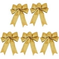 thumbnail image 1 of Jinswick 10Pcs 7.8inch Large Christmas Bow Glitter Glittering Fabric Gold Gift Ribbon Tree Decorations Presents Suitable for Christmas tree decorations Reusable, 1 of 6