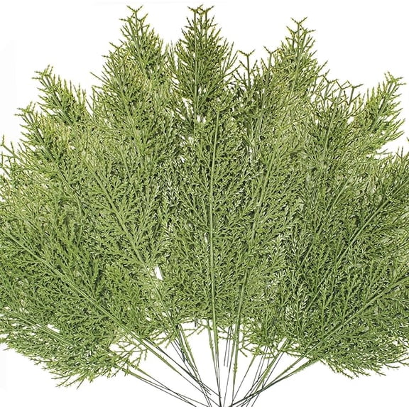 Jinswick 12 Pack Christmas Artificial Pine Branches - Premium Faux Cedar Stems for Wreath Craft DIY & Home Kitchen Decorations
