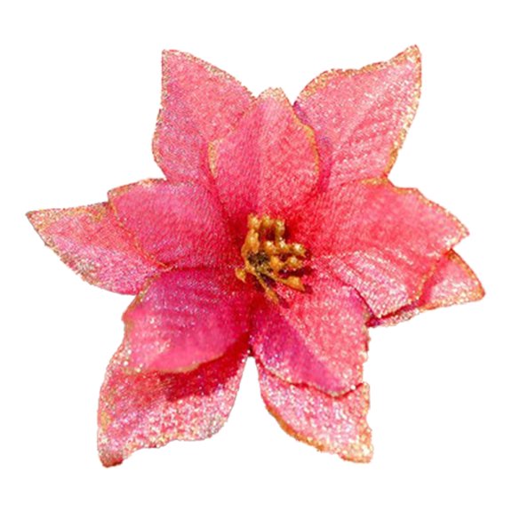 Jinswick 15pcs Glitter Christmas Tree Ornaments,Christmas Glitter Poinsettia Faux Flowers,Christmas Tree Decorations,Artificial Poinsettia Flowers for Christmas Tree New Year Home Outdoor Decoration