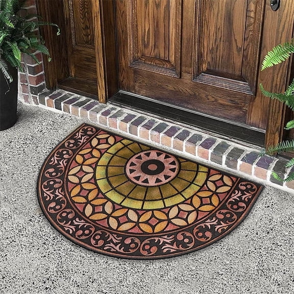 Janrevotw Half Circle Rug - Front Door Mat Outside Entrance - Half Moon Outdoor Mat - Welcome Mat Outdoor - Door Mat Outdoor Entrance - Outside Door Mats for Front Door Entry (16"x24")