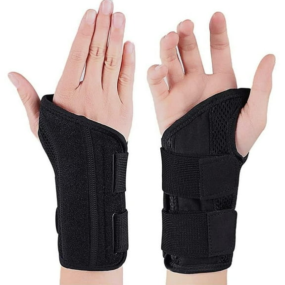 Jinswick 1PC Left hand L-Black Wrist Brace Night Wrist Sleep Supports Splints Arm Stabilizer with Compression Sleeve Adjustable Straps,for Tendonitis Arthritis Pain Relief