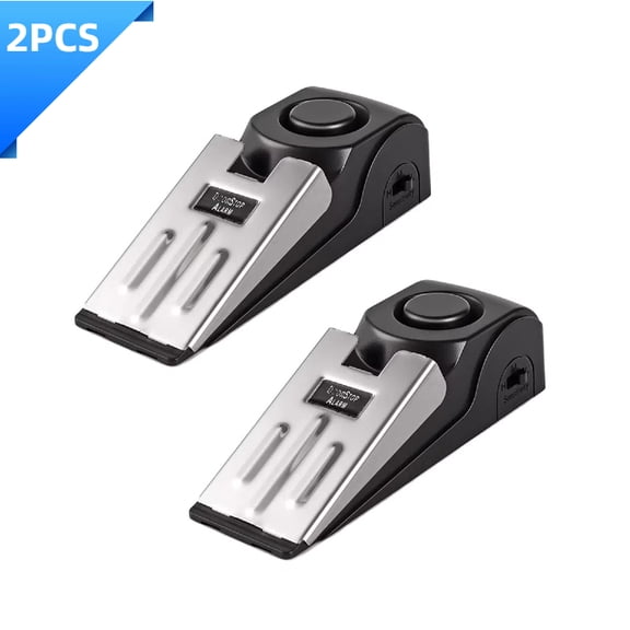 Jinswick 2 Pack Door Stop Alarm with 120dB Siren, Wedge Door Stopper Security Device for Travel, Apartment, Hotel, Home – Portable Anti-Theft Floor Alarm for Entry Alert & Self Defense, Black