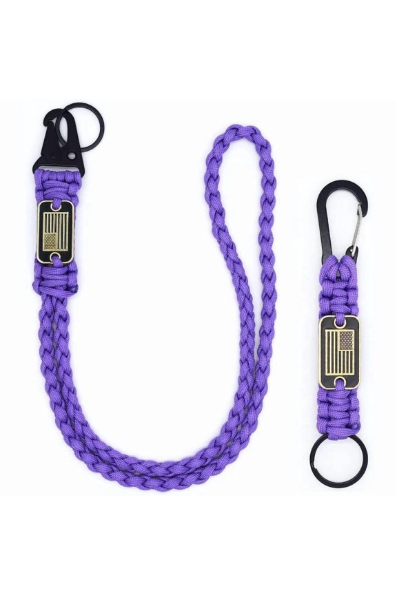 2 Pcs Heavy Duty Braided Paracord Lanyard Keychain , Parachute Rope Necklace Keychains, Braided Strong Lanyard for Outdoor Activities, Camera, Keys, Whistle, Traveling
