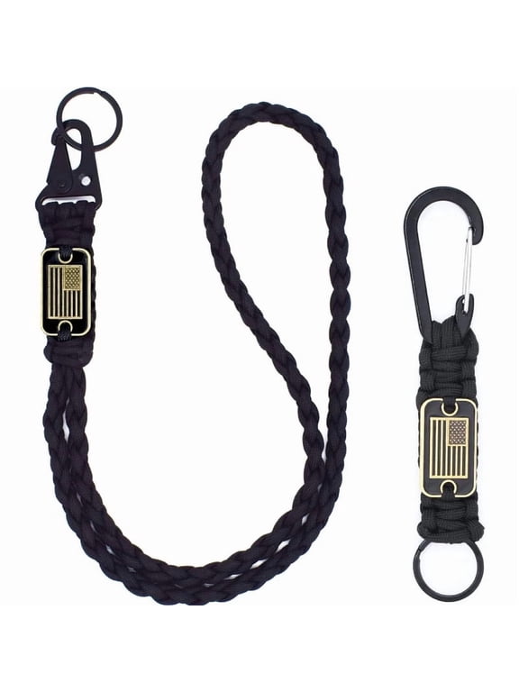2 Pcs Heavy Duty Braided Paracord Lanyard Keychain , Parachute Rope Necklace Keychains, Braided Strong Lanyard for Outdoor Activities, Camera, Keys, Whistle, Traveling