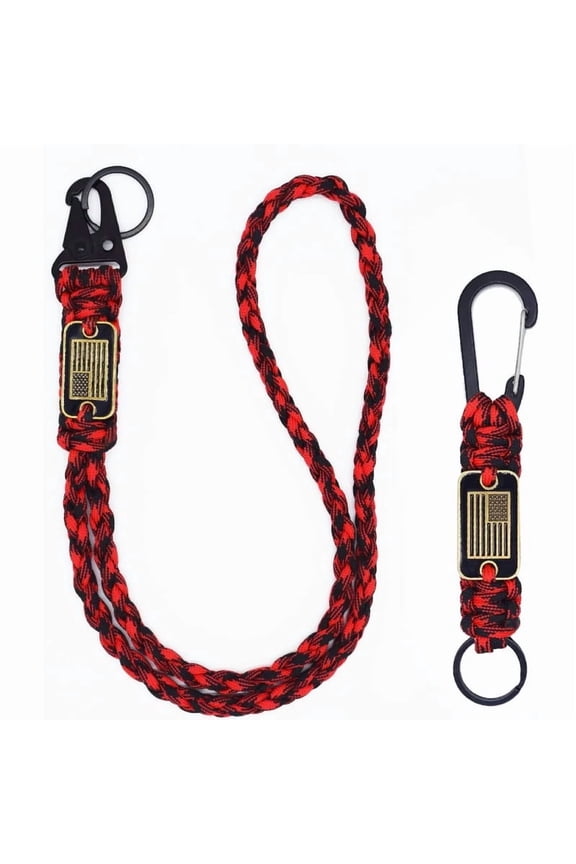 2 Pcs Heavy Duty Braided Paracord Lanyard Keychain , Parachute Rope Necklace Keychains, Braided Strong Lanyard for Outdoor Activities, Camera, Keys, Whistle, Traveling