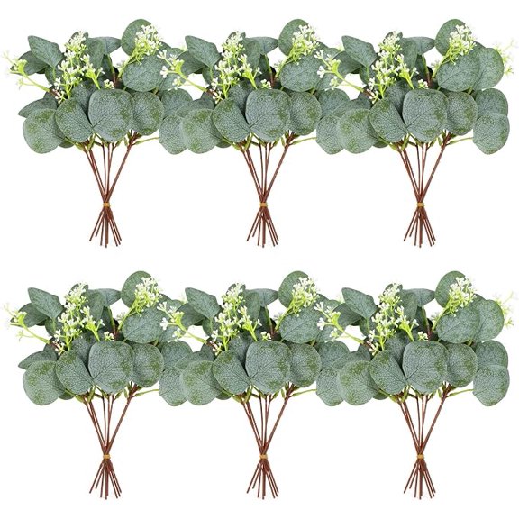 Jinswick 20 Pieces of Artificial Greening Eucalyptus Stem Artificial White Seeds Plant Suitable for Family Wedding Vase Center Bouquet Flower Arrangement