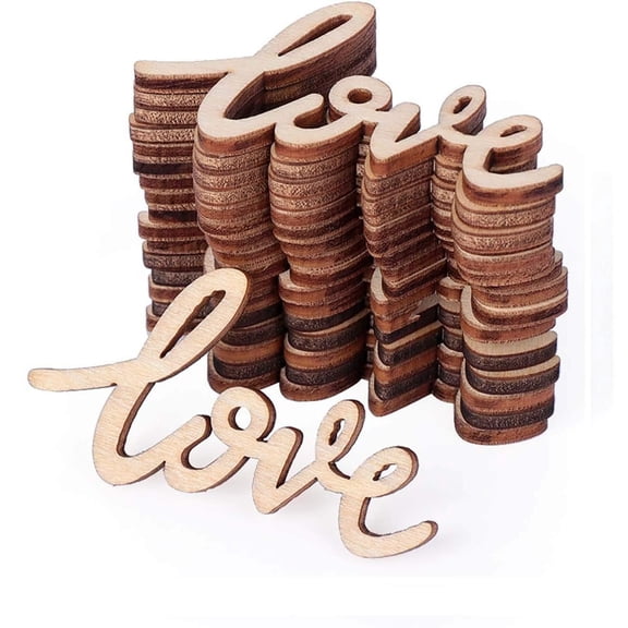 Jinswick 20pcs Little Love Wood Crafts DIY Cutout Wooden Slices Embellishments Unfinished Wood Ornaments Home Valentine's Day Decoration