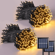 Jinswick 2Pack Solar String Lights Outdoor Waterproof, Each 16.5FT20LED Solar Fairy Christmas Twinkle Lights with 8 Modes,Solar Tree Lights for Outdoor Garden Patio DecorationsWarm White
