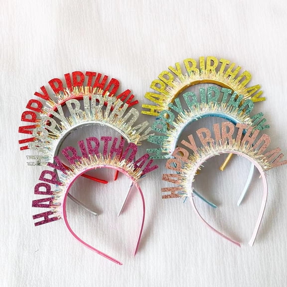 Jinswick 2pcs Happy Birthday Headbands Birthday Crown for Girl Party Supplies Birthday Girl Headband Tiara Happy Birthday Hair Accessories (2 happy Birthday)