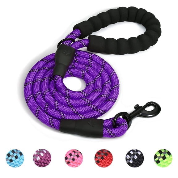 Jinswick 4.9 FT Strong Dog Leash, Leash Bite-Resistant,Durable Nylon Rope with Comfortable Padded Handle and Highly Reflective Threads Durable Dog Leashes for Small Medium and Large Dogs (Purple)