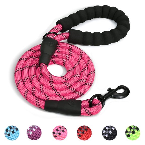 Jinswick 4.9 FT Strong Dog Leash, Leash Bite-Resistant,Durable Nylon Rope with Comfortable Padded Handle and Highly Reflective Threads Durable Dog Leashes for Small Medium and Large Dogs