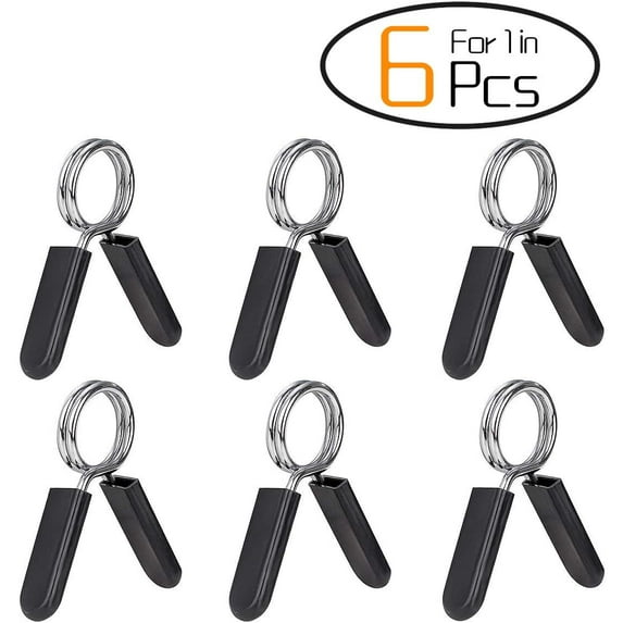 Jinswick 6 PCS Bar Clamps Barbell Clamps, Barbell Spring Clamp Collar 1 inch (25 mm) with Easy Grip Handles for Weightlifting, Powerlifting, Strength Training
