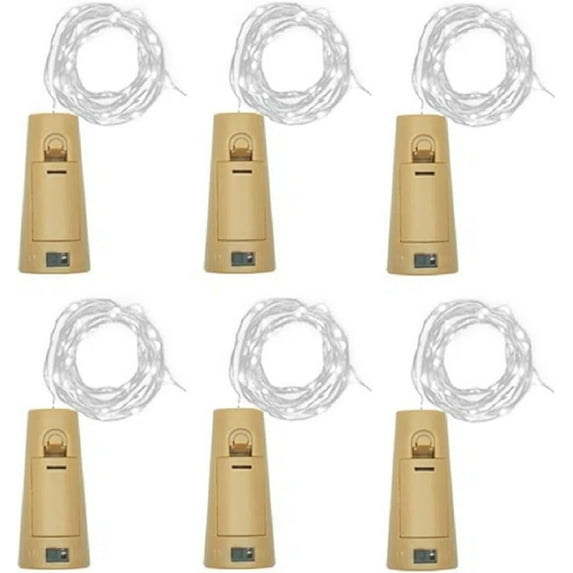 Jinswick 6Pcs Wine Bottle Lights with Cork, Battery Operated 6.56FT 20 LED Cork Shape Silver Wire Colorful Fairy Mini String Lights(No Bottles) for DIY, Party, Decor, Christmas, Halloween,Wedding