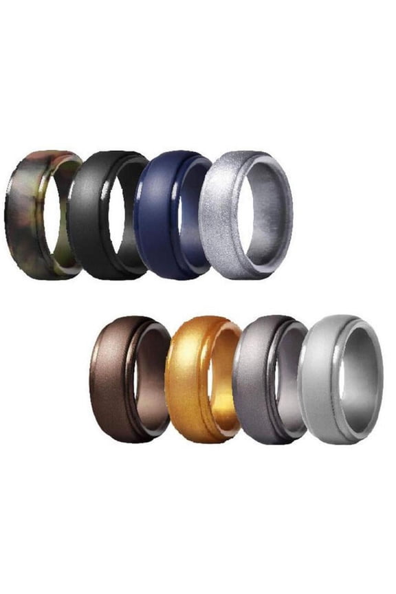 8 Pieces Silicone Wedding for Men Women, 8 Colors Silicone Rubber Bands Sports Rings for Sports And Outdoor - Size 13