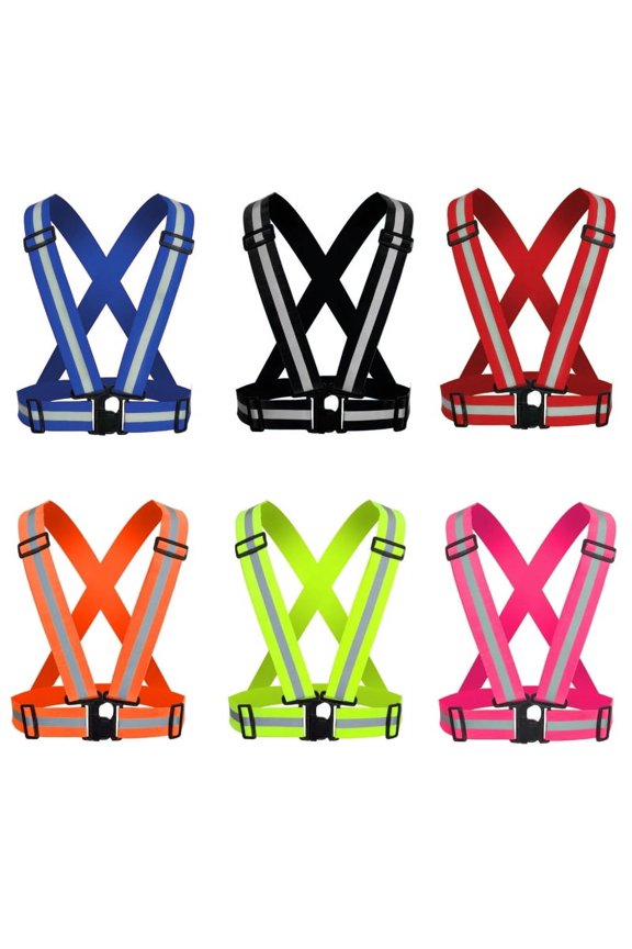 Adjustable Safety Security High Visibility Reflective Vest Elastic Strap Jacket,Black