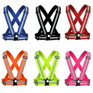 Jinswick Adjustable Safety Security High Visibility Reflective Vest Elastic Strap Jacket,Red