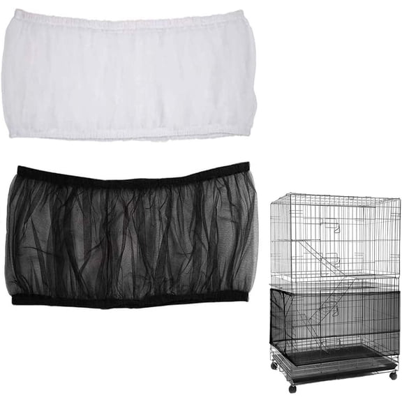 Jinswick Bird Cage Seed Catcher (2 Pack), Airy Gauze Bird Cage Cover Seeds Guard Dust-Proof Universal Birdcage Accessories Mesh Net Cover (Black + White)
