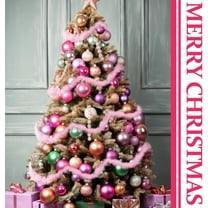 Jinswick Christmas Garland for Xmas Tree Decorations Pink Christmas Tree Hanging Garland Faux Feather Decorations for Birthday Holiday Indoor and Outdoor Party Supplies（3 Pcs 20 ft Pink）