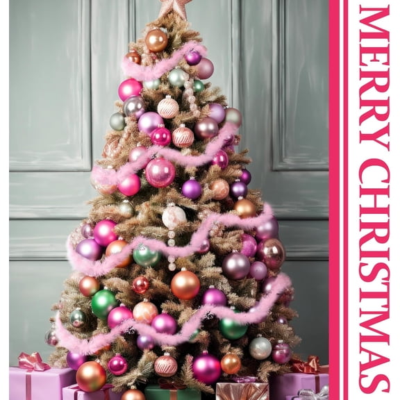 Jinswick Christmas Garland for Xmas Tree Decorations Pink Christmas Tree Hanging Garland Faux Feather Decorations for Birthday Holiday Indoor and Outdoor Party Supplies（3 Pcs 20 ft Pink）