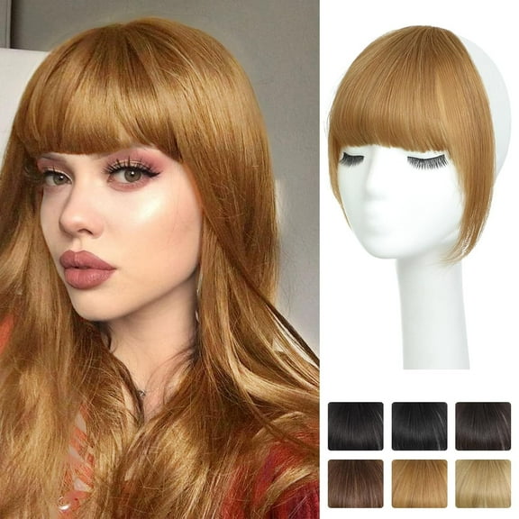 Jinswick Clip in Bangs for Women -Real Hair Bangs Wig 100% Human Hair Extensions French Bangs Flat Neat Bangs Fringe with Hairpieces Clip on Curved Bangs for Daily Wear